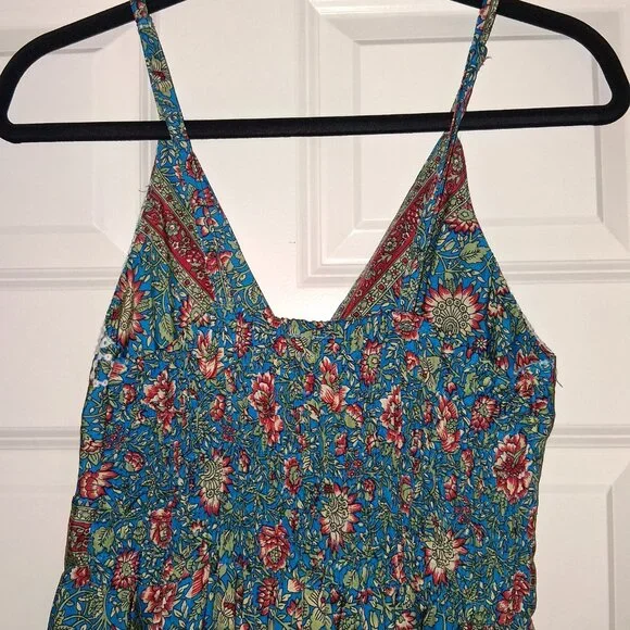 Boho Floral Maxi Dress – Made in India – Art Silk Blend – Size M/L (Adjustable F - Picture 3 of 5